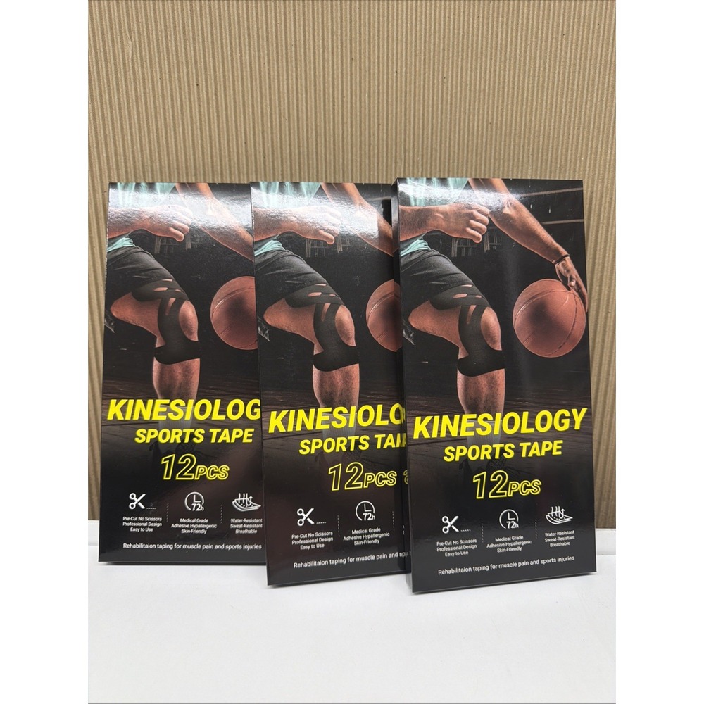 3 Packs of Precut Kinesiology Tape for Knees 12 Pcs Each | KT Knee Tape | 36 Tot